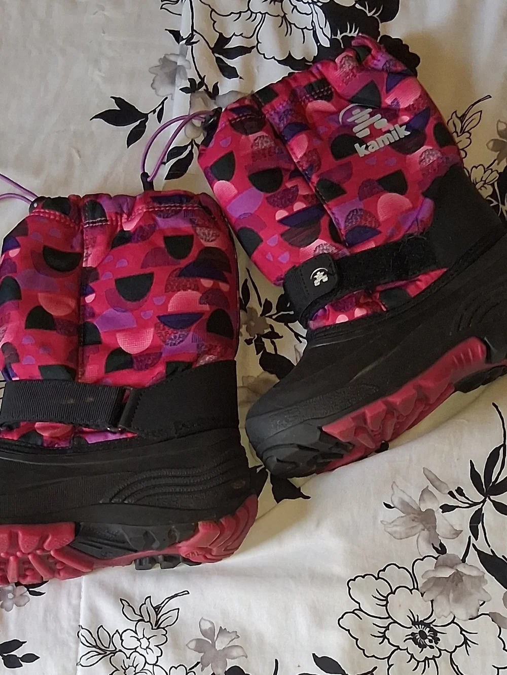Kamik Kids Pink Patterned Winter Boots Size 3